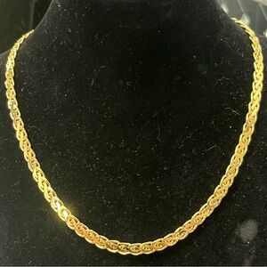 18k bold gold Technibond Diamond cut polished link  vintage estate necklace HSN